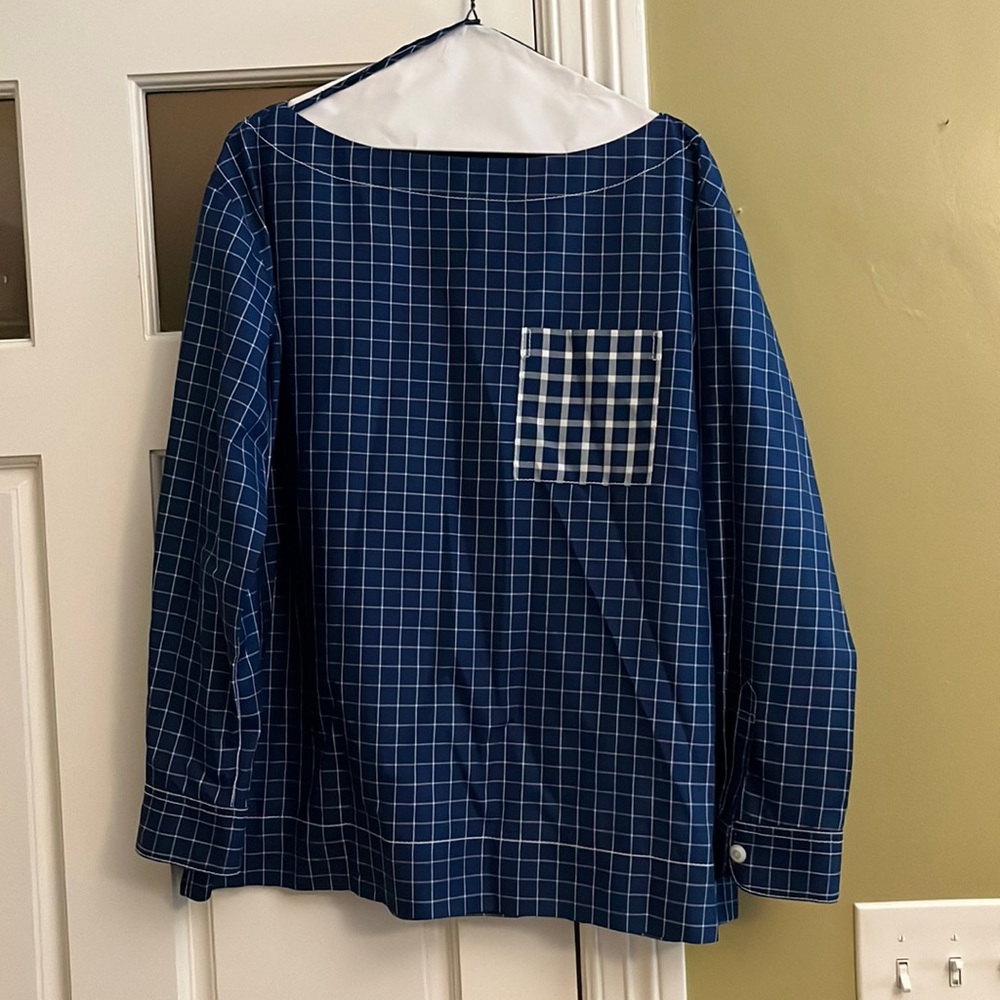 Tory Burch window pane tunic-style blouse; size 8